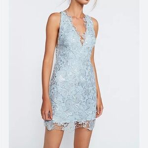 Stylish Light Blue Lace Dress
